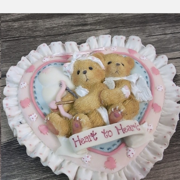 Vintage Cherished Teddies -"My Cherished One" heart shaped Plaque Valentines - Picture 3 of 4